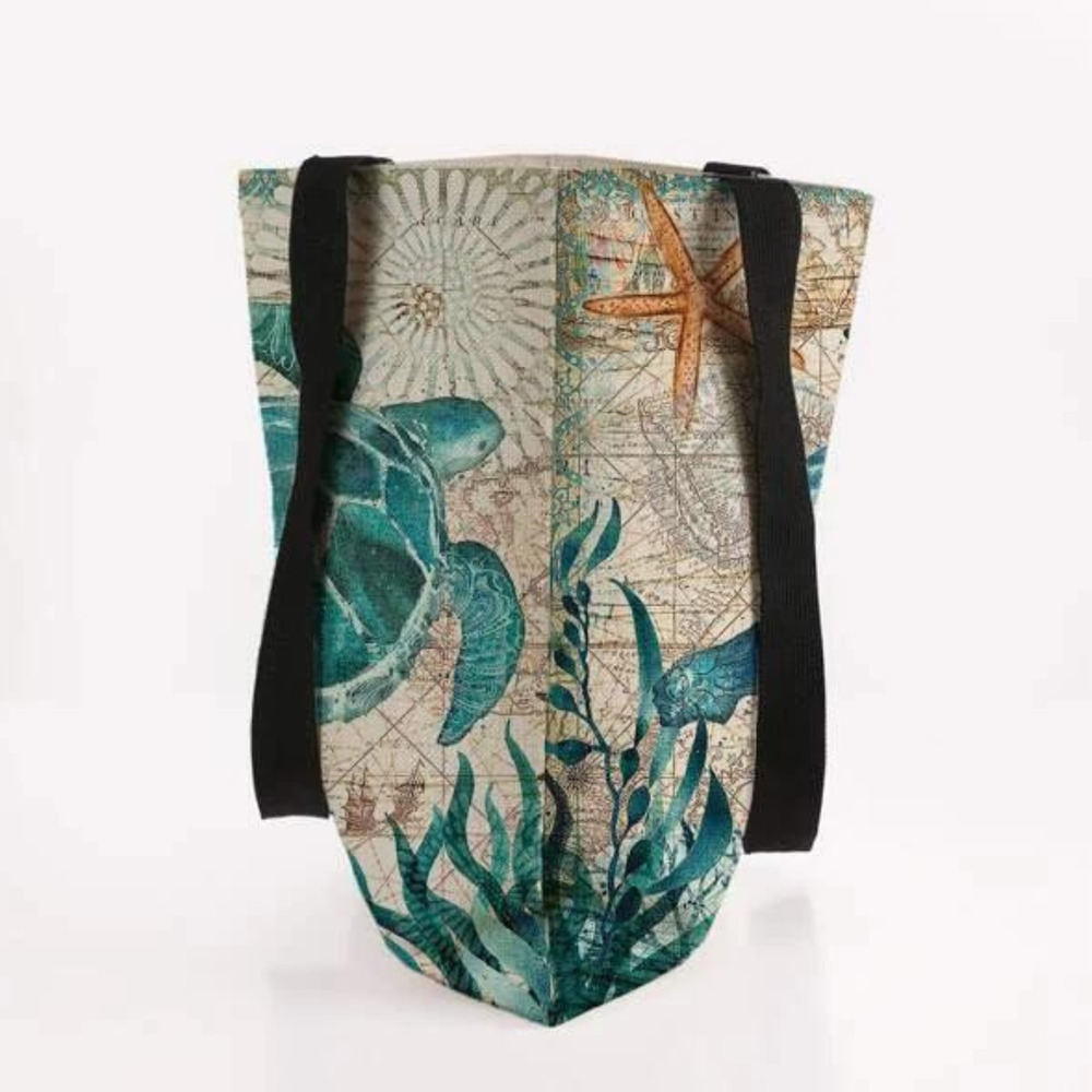 Turtle Tote Bag Tortiose Canvas Bag Sea Turtle Bag Shoulder Tote Bag Beach NEW - Picture 4 of 7